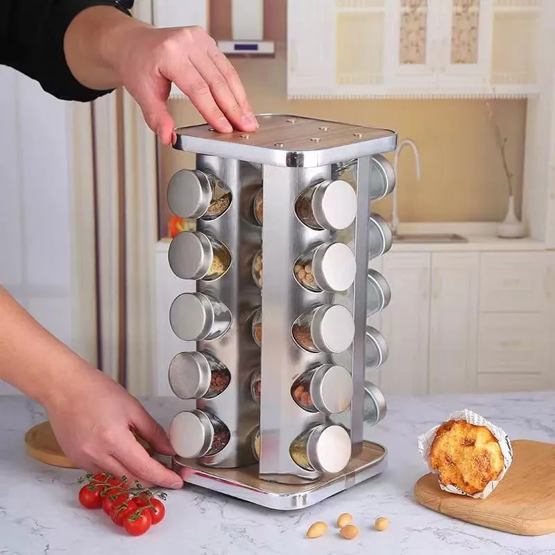 Stainless Steel Multi-Layer Rotary Kitchen Storage Rack