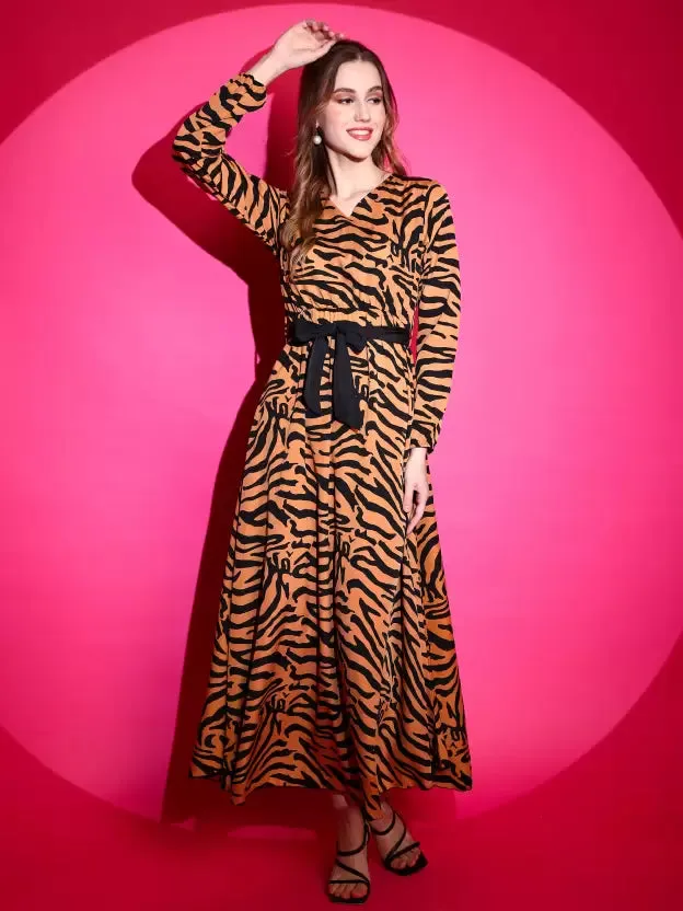 Sunset Noir Fit and Flare Maxi Dress