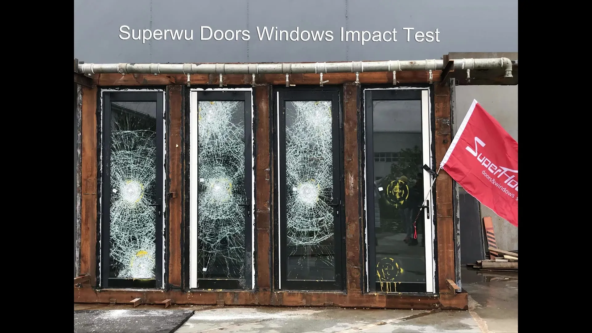 Superwu Hurrican proof double glass insulating glass aluminium casement door