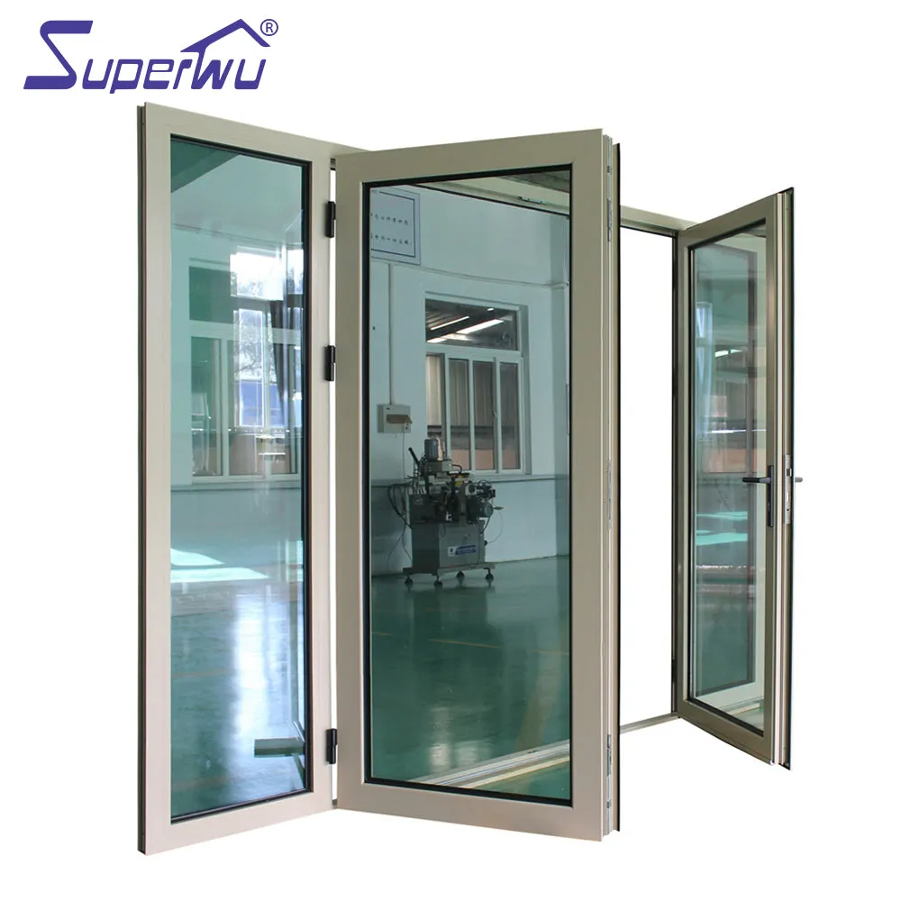 Superwu USA hurricane proof Waterproof insulating glass Aluminum casement door