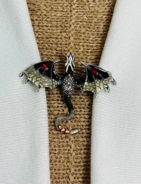 Sweater Clips Dragon Sweater Clip for Scarf Black Shawl Clasp for Cardigan Clasp Kimono Clip Halloween Cosplay Cloak Fastener Gift for Her