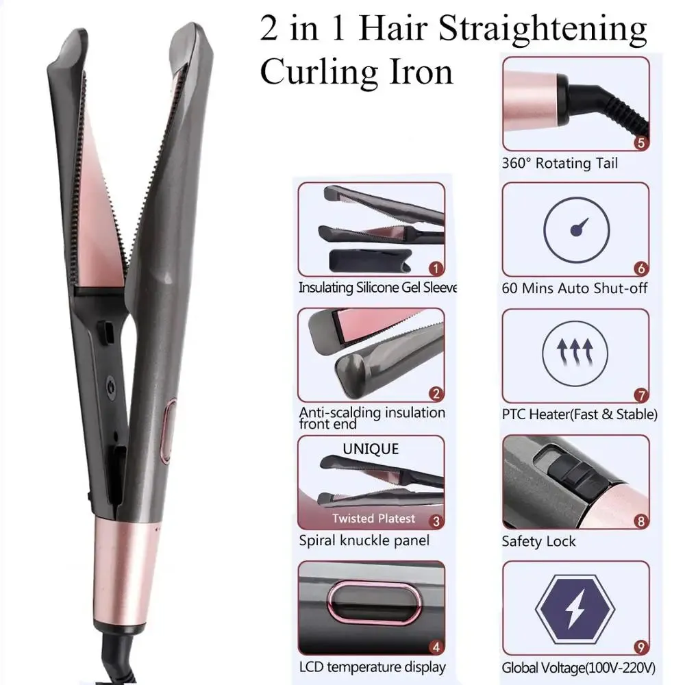 TEEK - 2 in 1 Twist Hair Straightening Curling Iron
