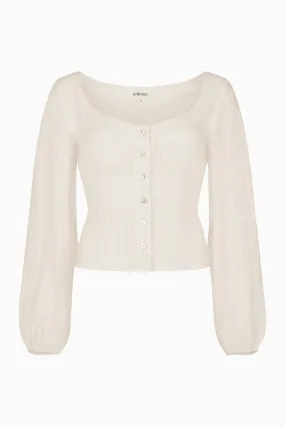 The Carmen Long-Sleeved Bustier Top in off-white