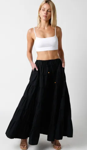 Tiered Black Maxi Skirt