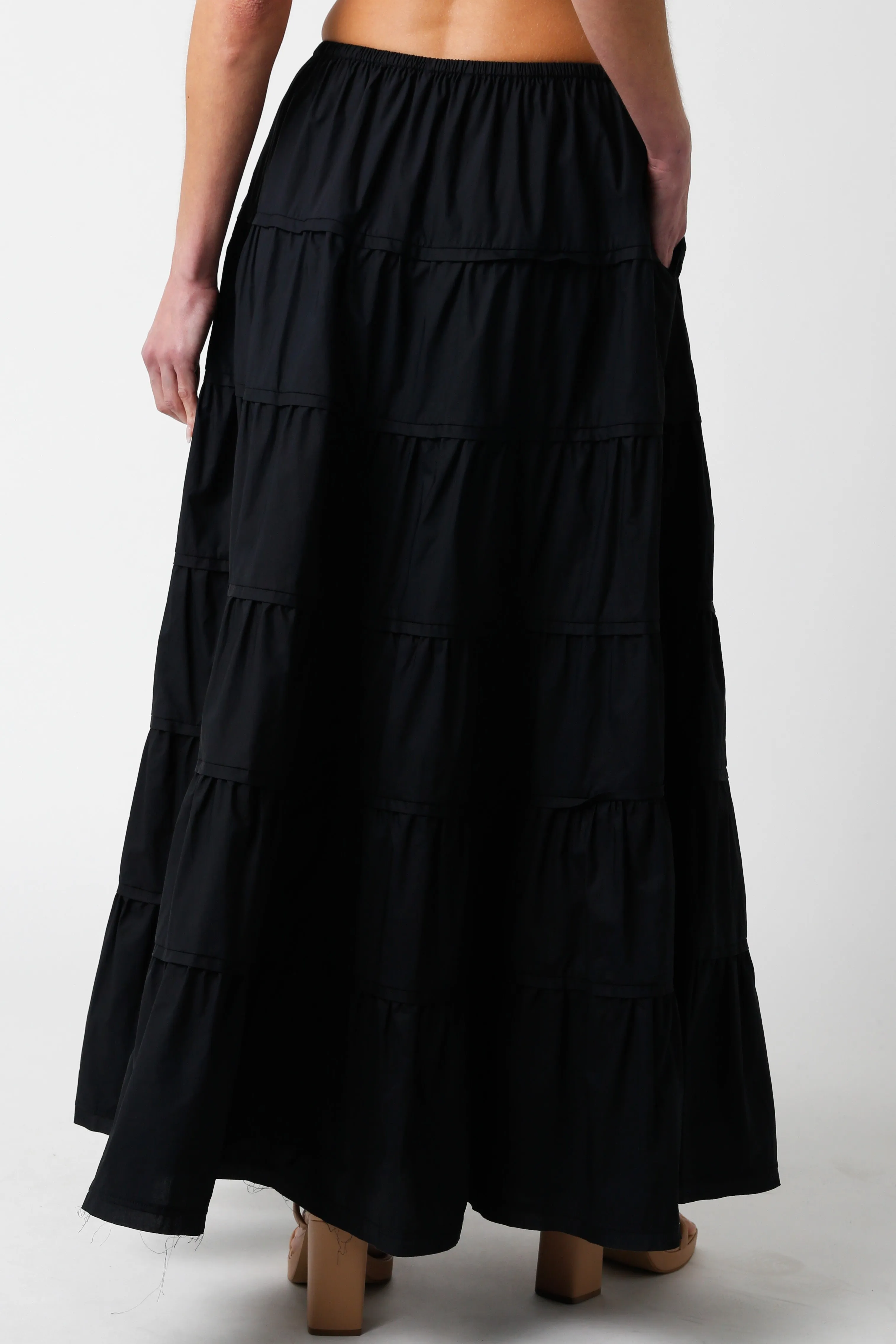 Tiered Black Maxi Skirt