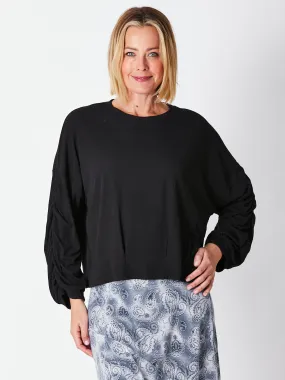 TOFFEE FLORAL RIB TOP - Black 29605-sw