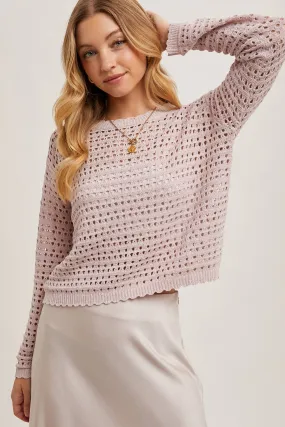 Top | Open Knit Crop Mauve
