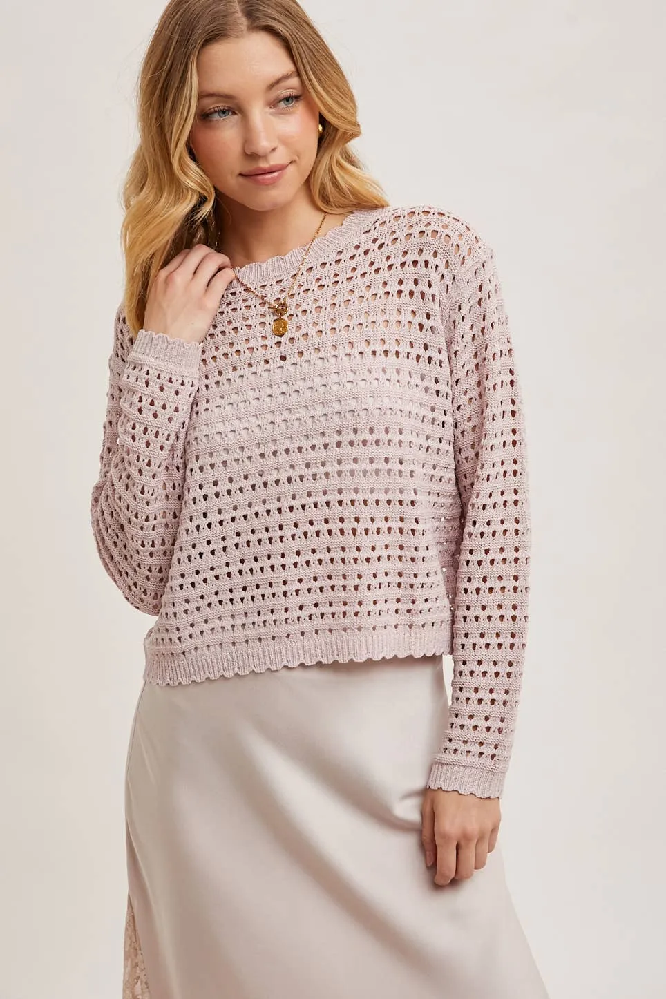Top | Open Knit Crop Mauve