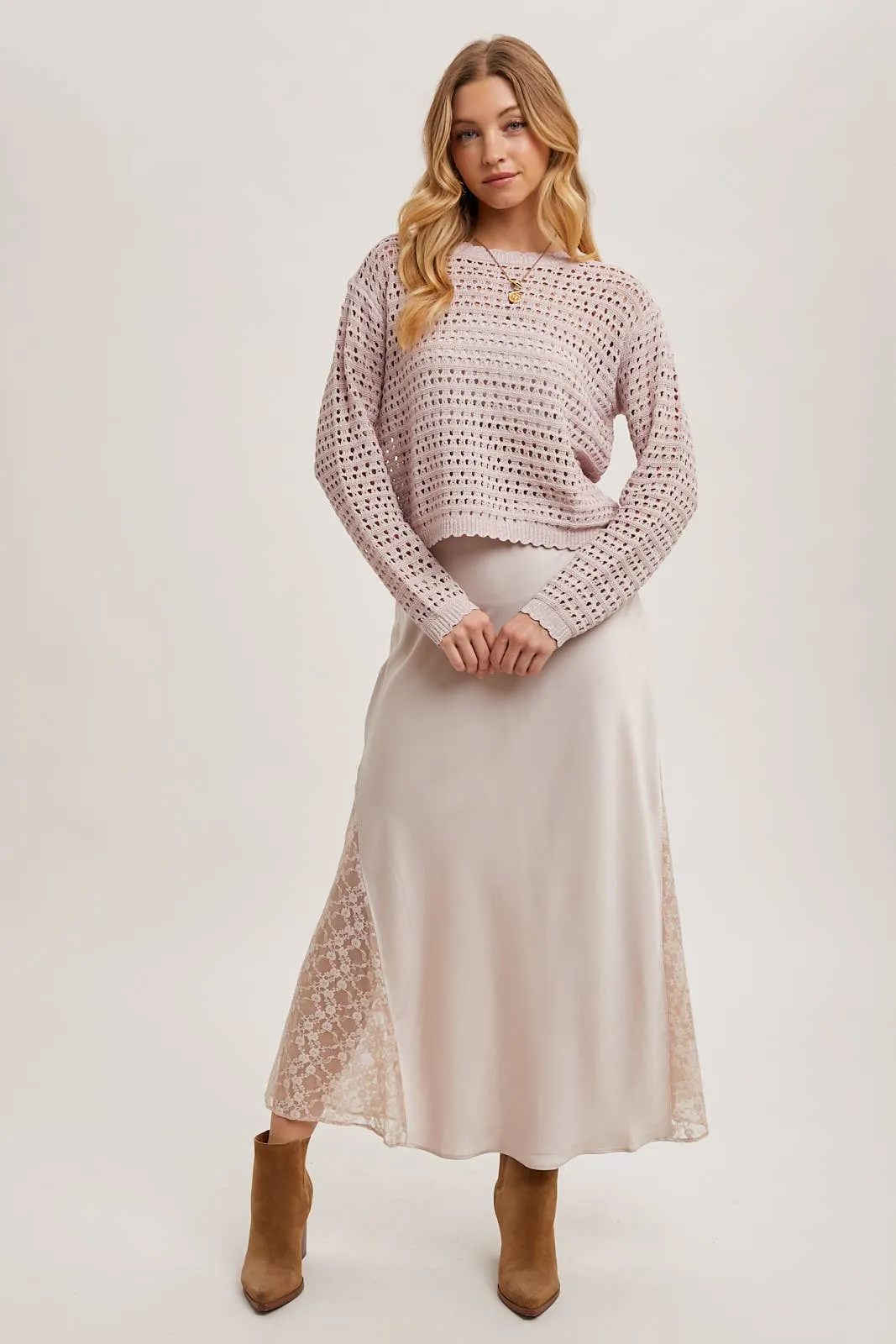 Top | Open Knit Crop Mauve