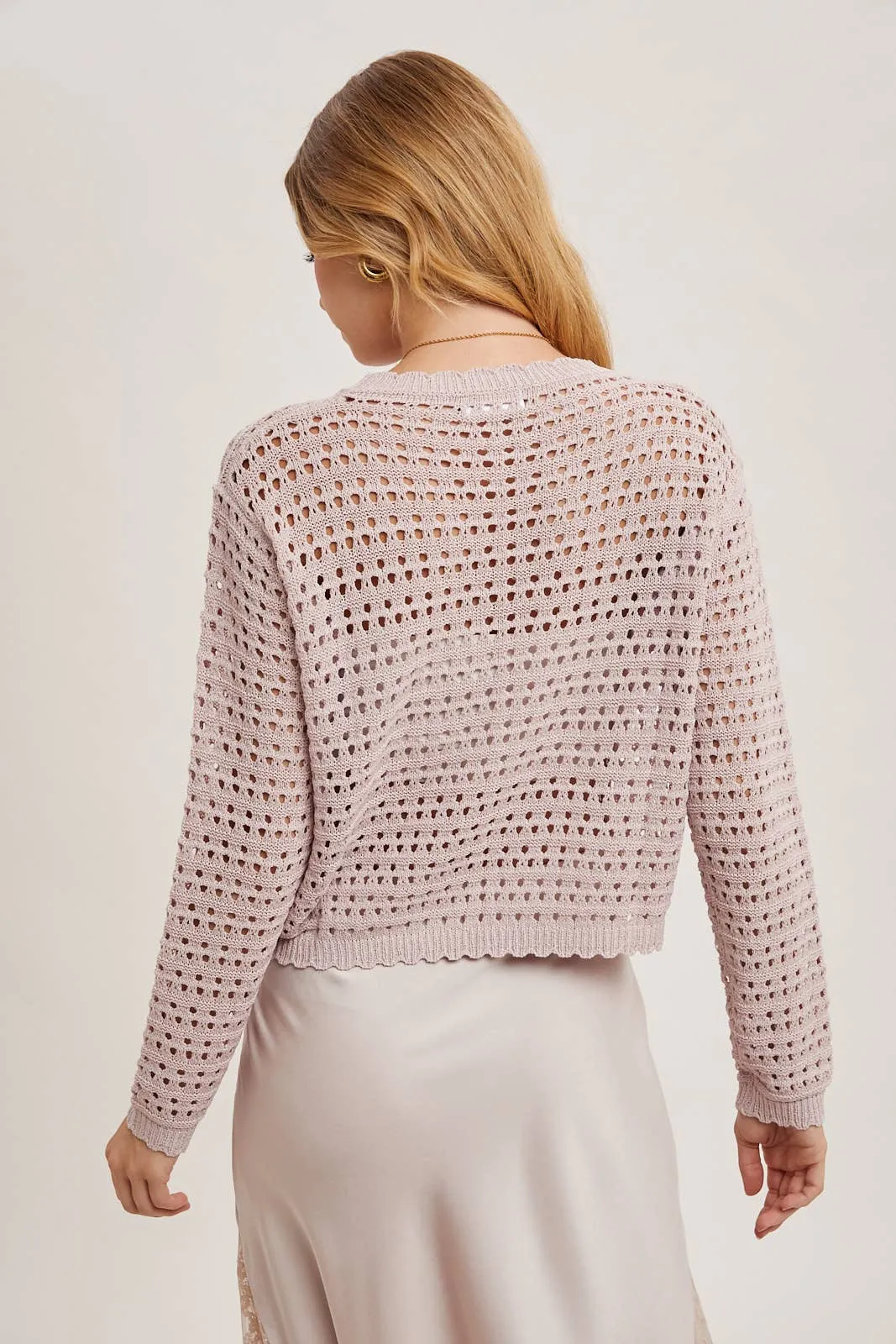 Top | Open Knit Crop Mauve