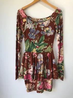 Vintage Betsey Johnson Punk Label Brown Floral Dress