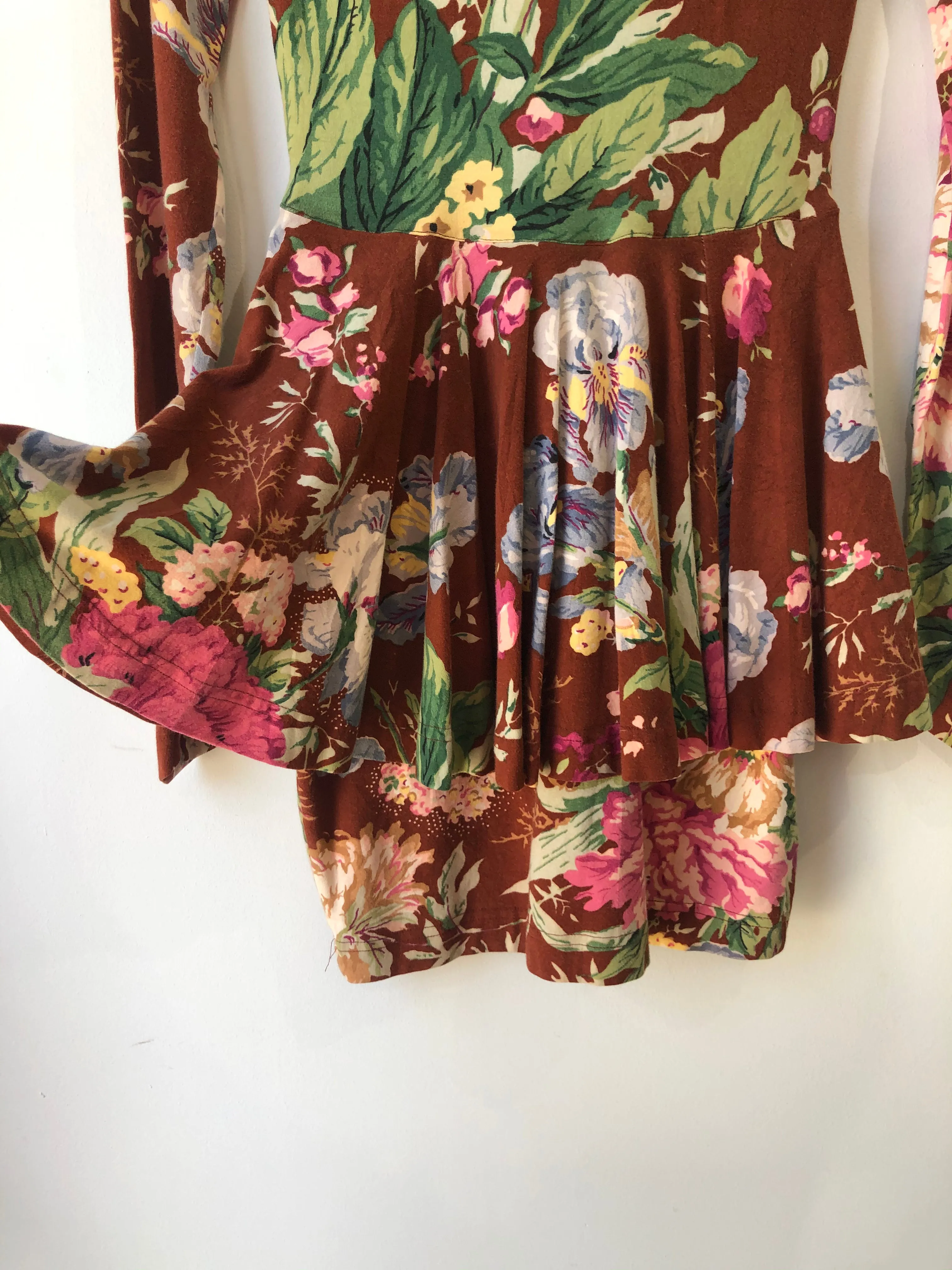 Vintage Betsey Johnson Punk Label Brown Floral Dress