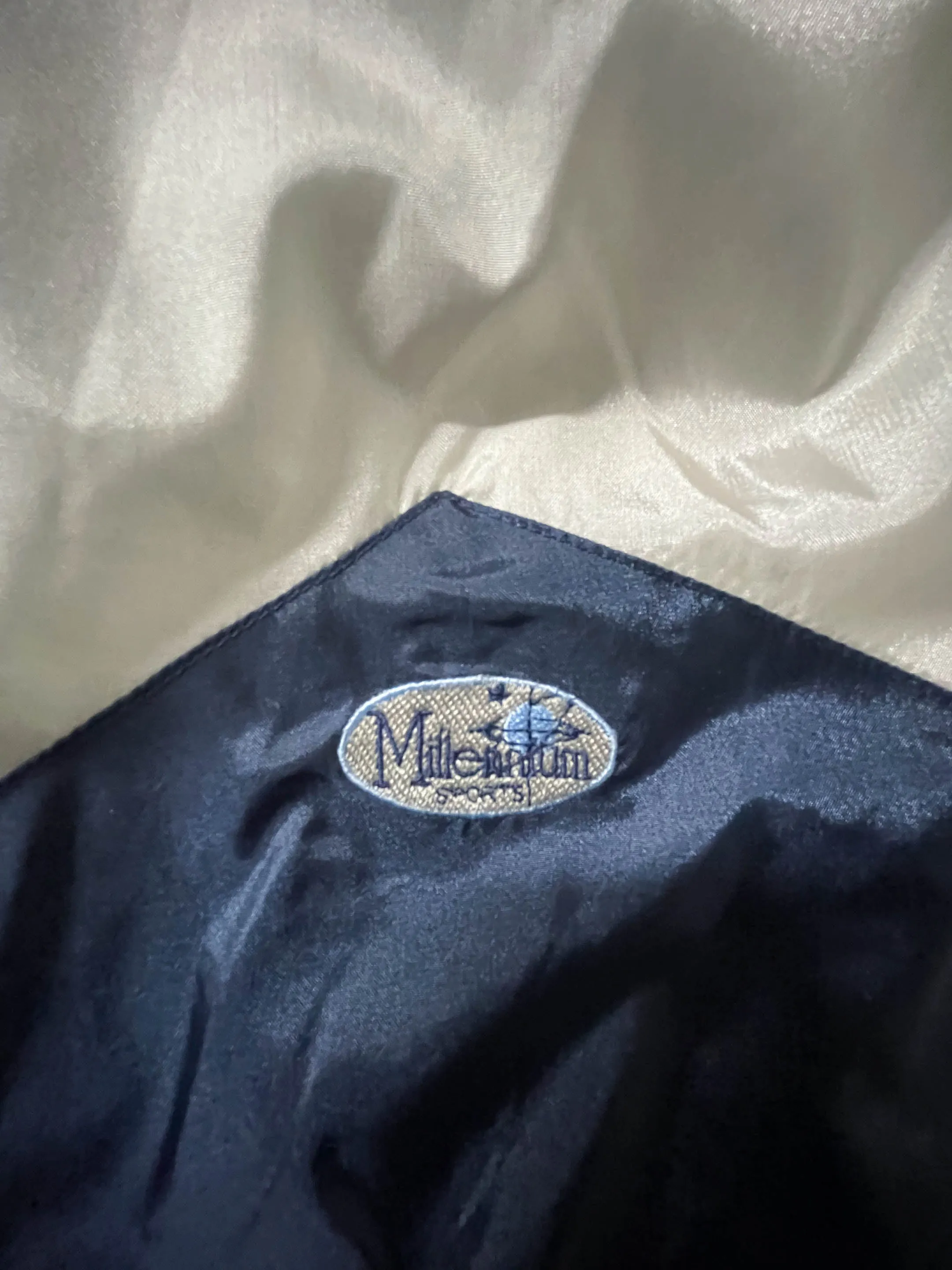 Vintage Men's Millennium sport Navy large polyester full zip track top|L31W23|SKU3887