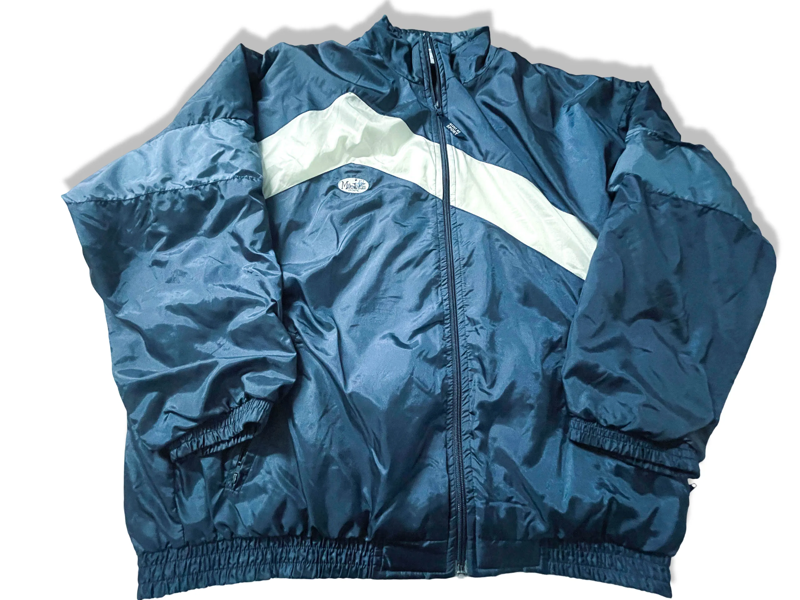 Vintage Men's Millennium sport Navy large polyester full zip track top|L31W23|SKU3887