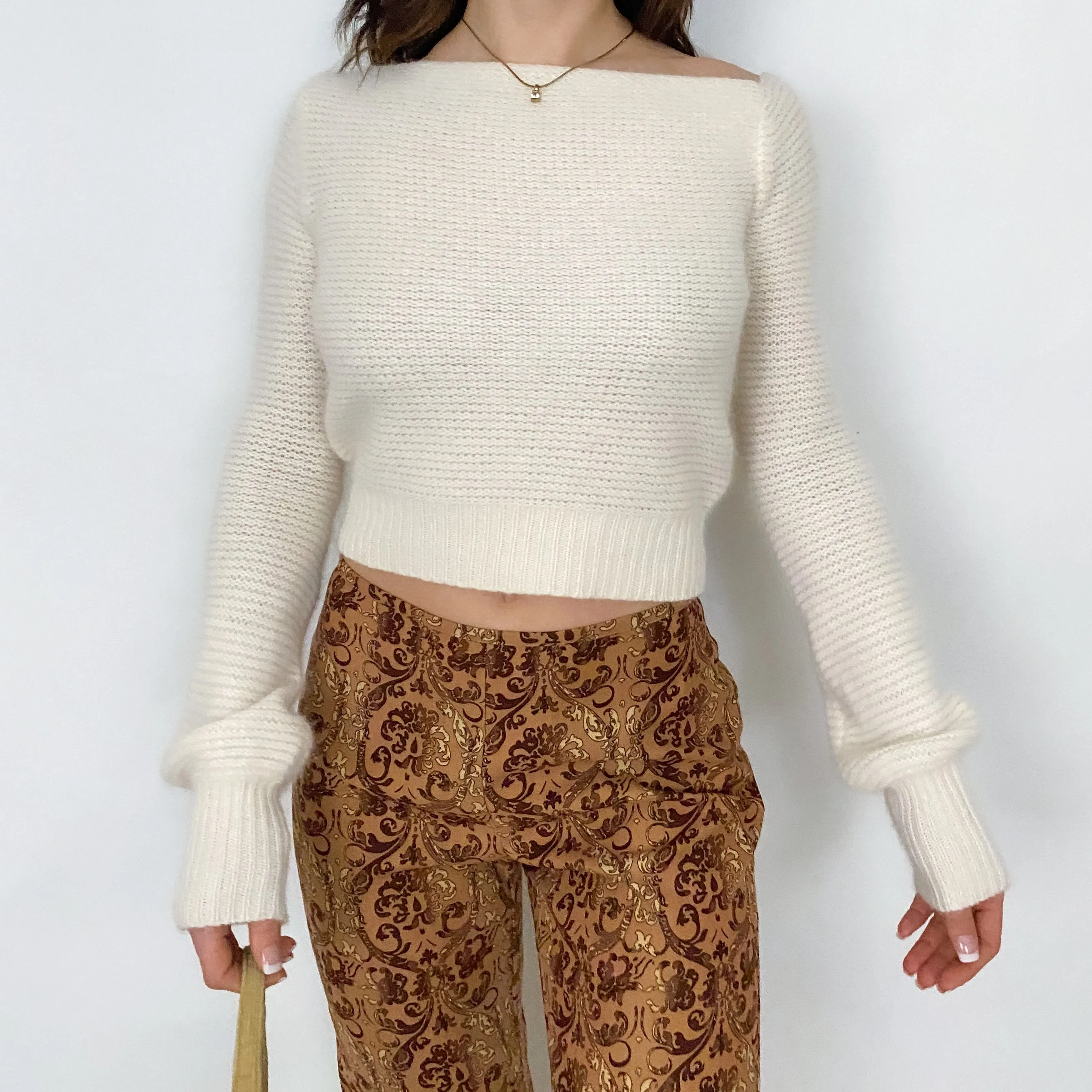 Vintage White Cropped Sweater