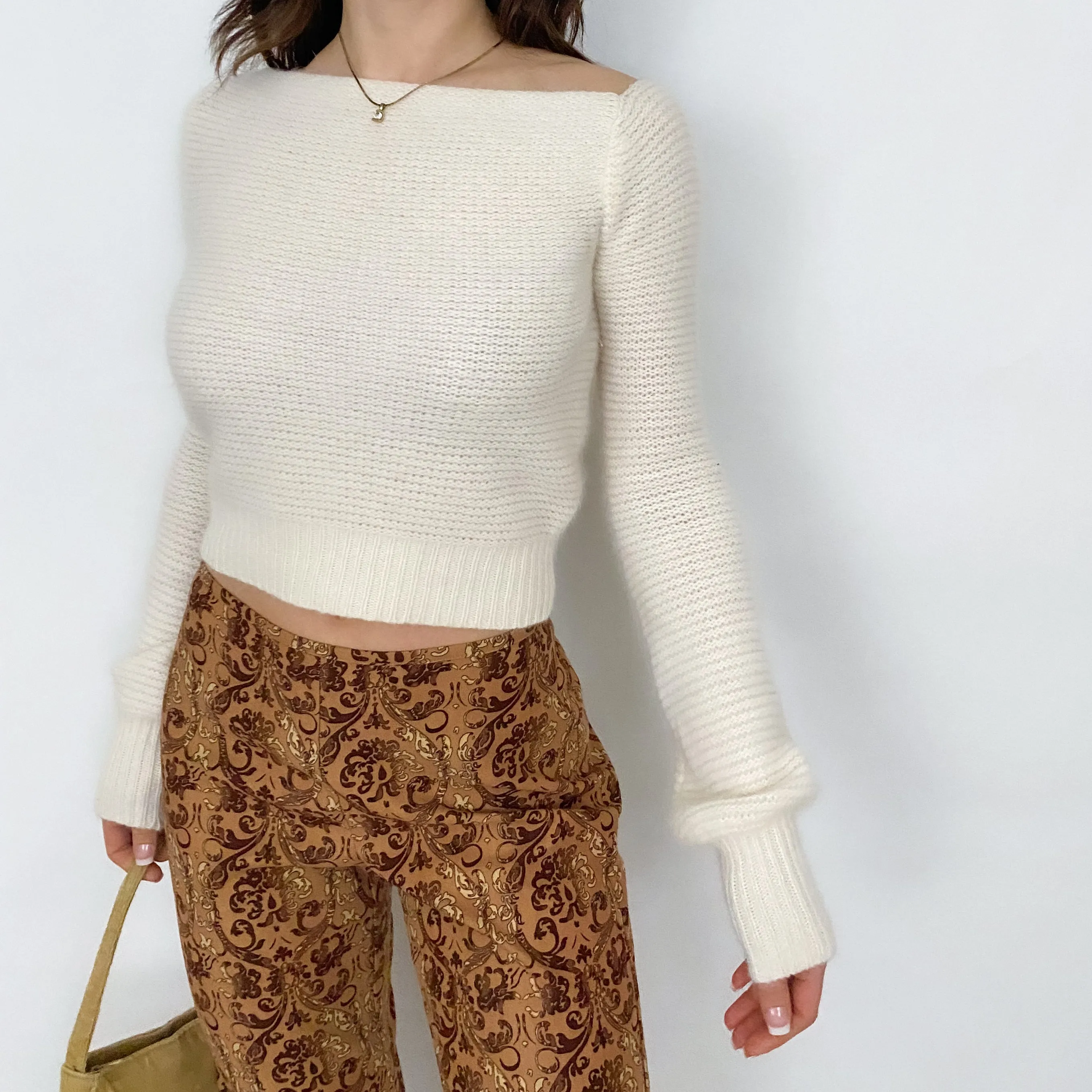 Vintage White Cropped Sweater