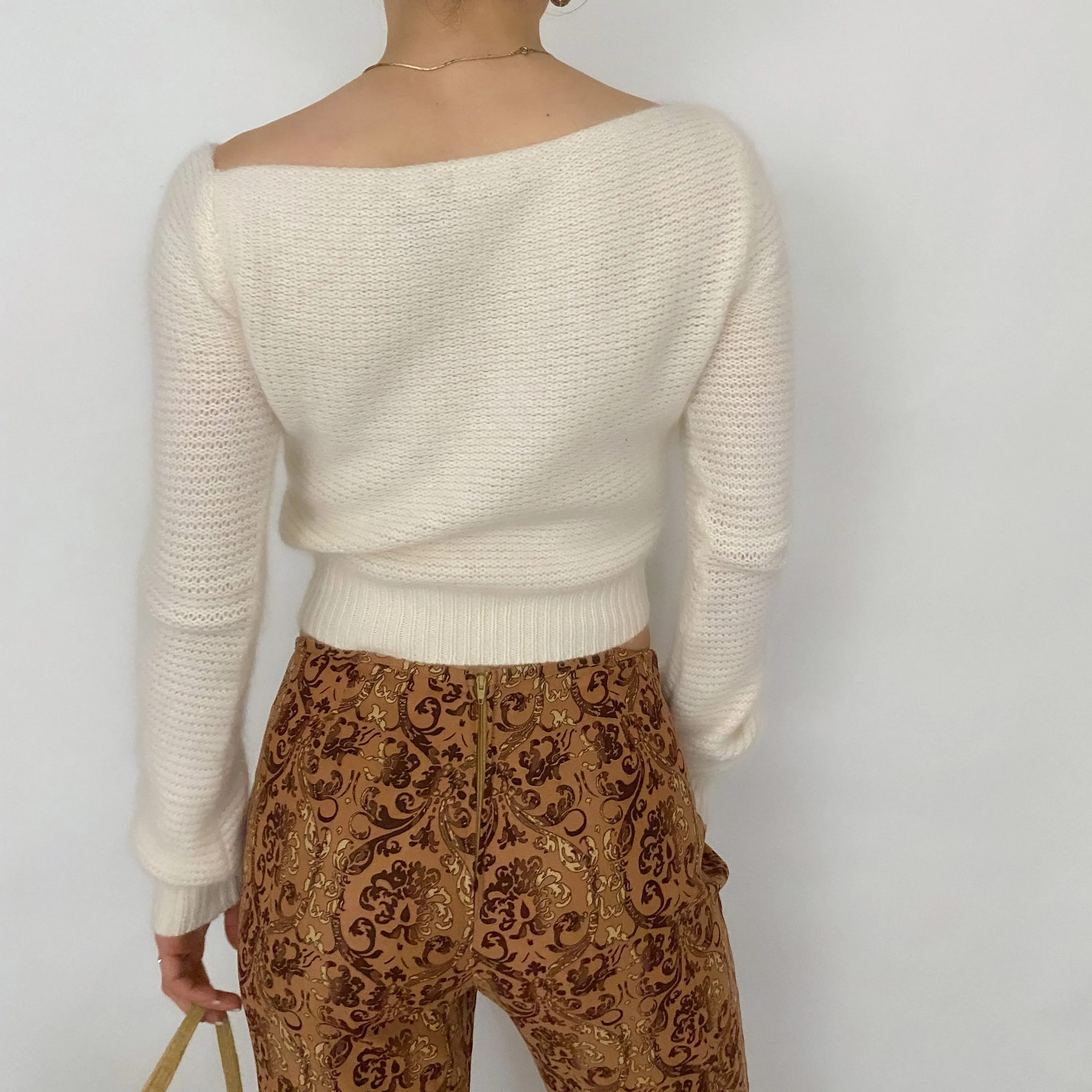 Vintage White Cropped Sweater