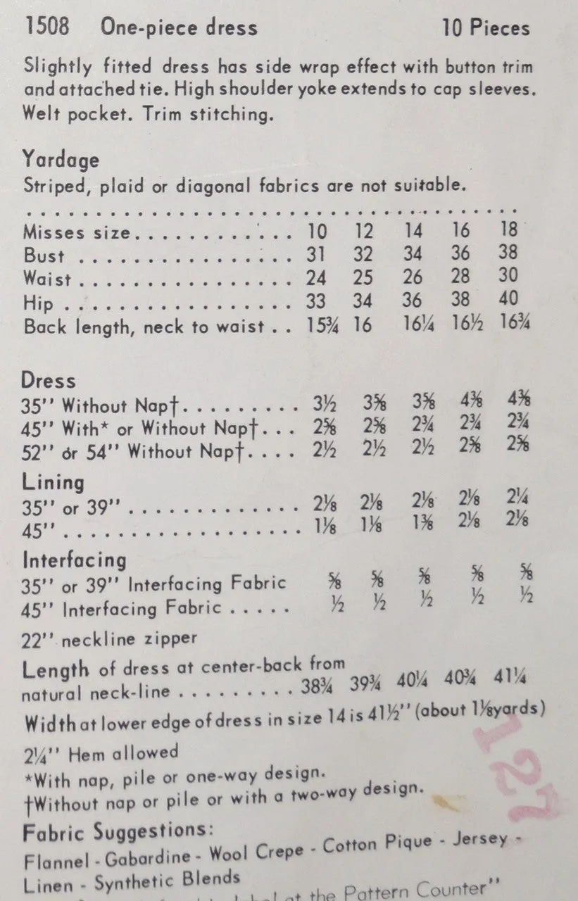 Vogue Paris Original 1508 Pierre Cardin Dress Pattern 32B