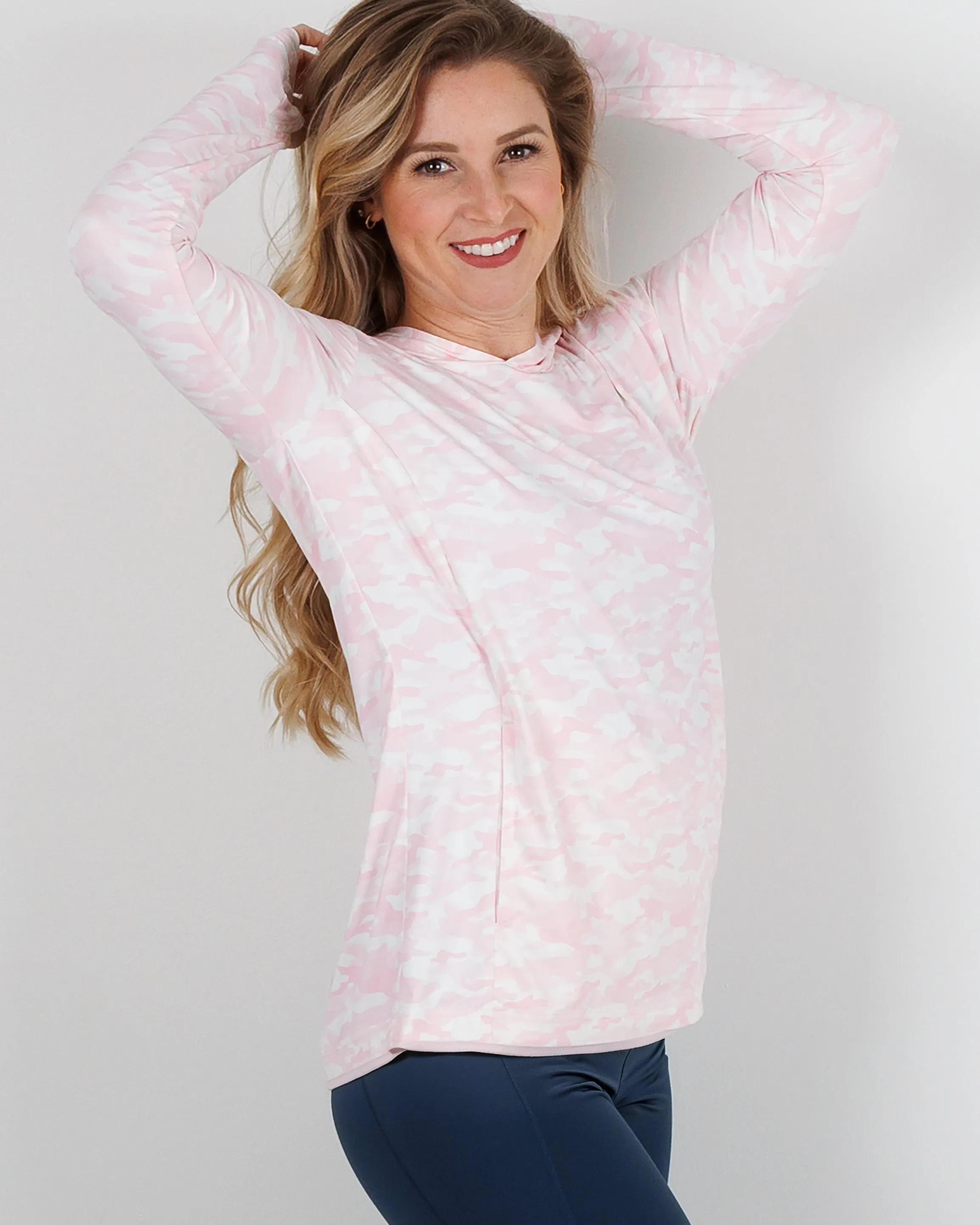 Women Blacks Beach Hoodie - Pink Camo