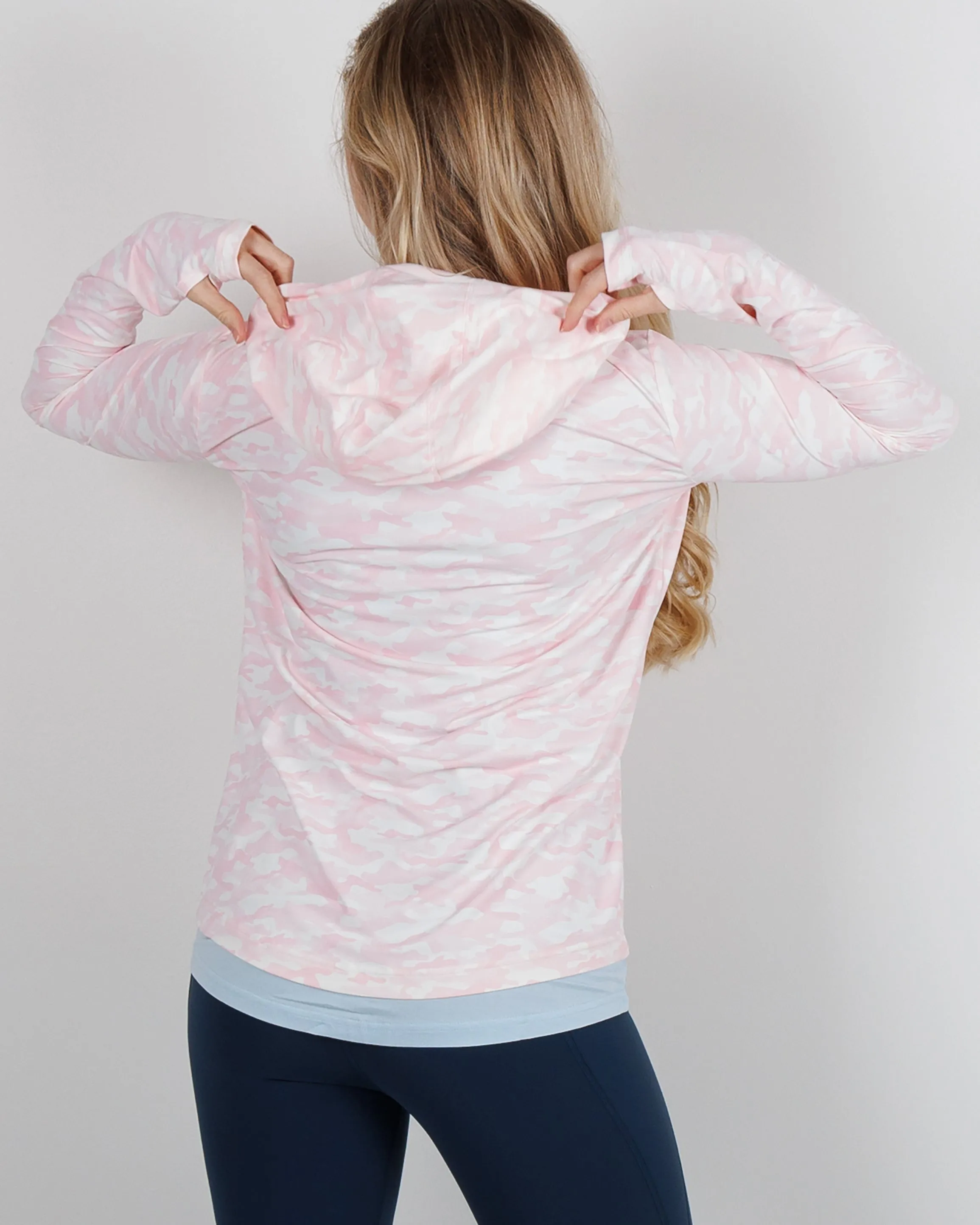 Women Blacks Beach Hoodie - Pink Camo