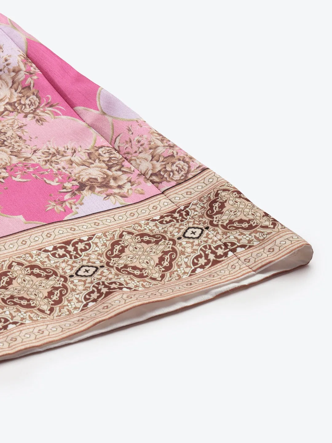 Women Pink Mughal Floral Kali Palazzo