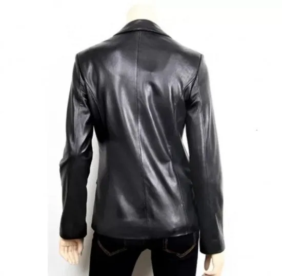 Womens Black Blazer Leather Jacket