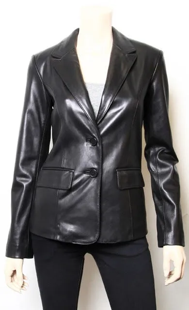 Womens Black Blazer Leather Jacket