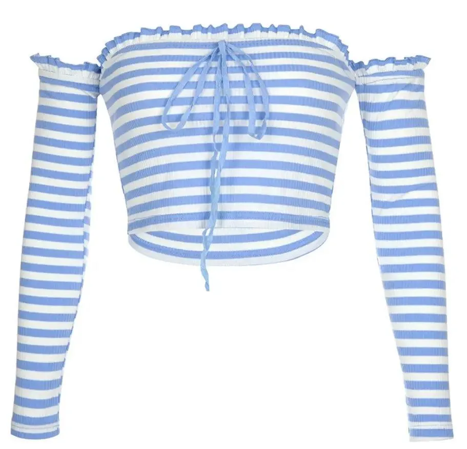 Women's Fashion Striped One-Shoulder T-shirt