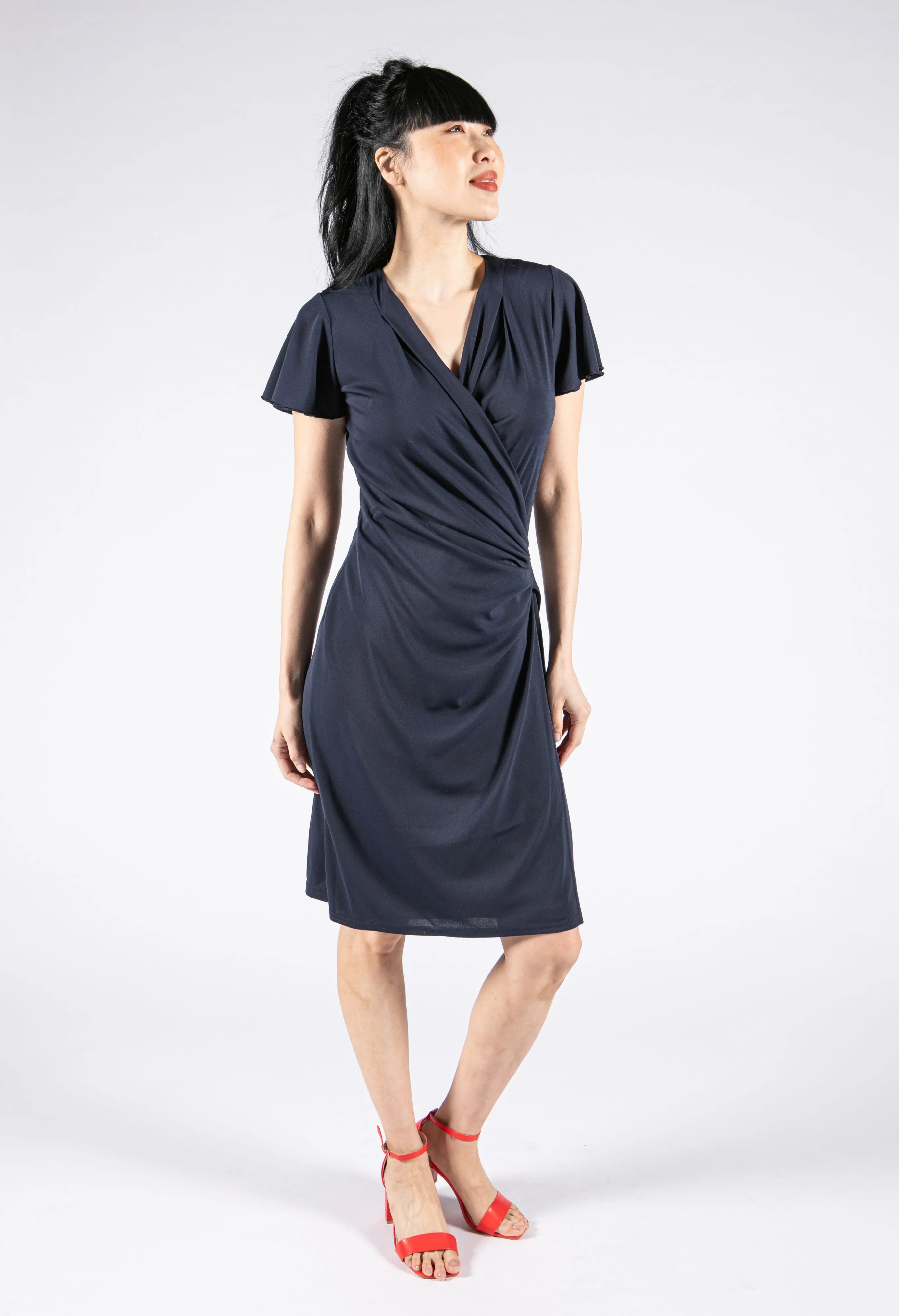 Wrap Style Midi Dress