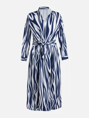 Yale Blue Zebra Printed Wrap Dress